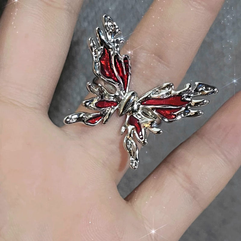 European punk cross-shaped butterfly personalized open-ring