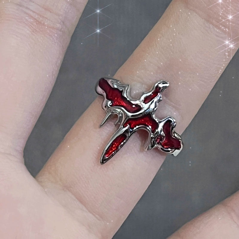 European punk cross-shaped butterfly personalized open-ring